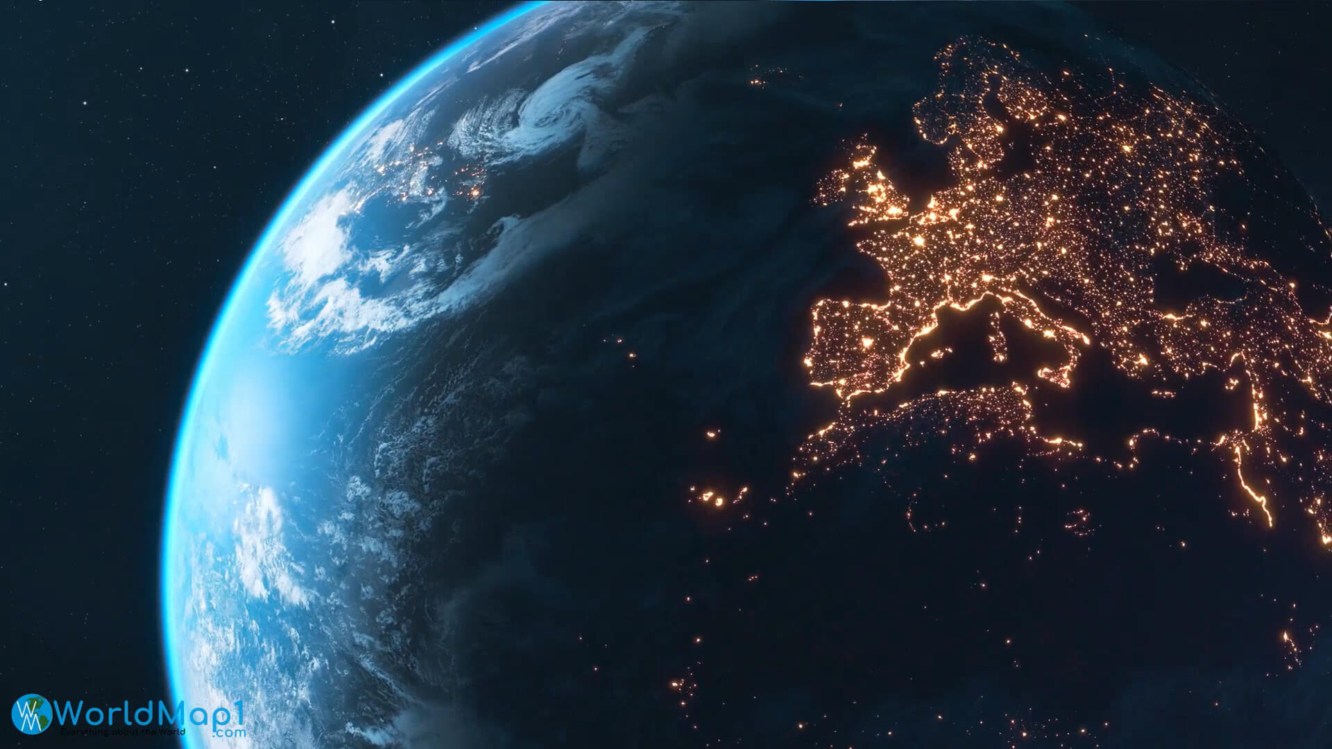 Europe in the Night from Space